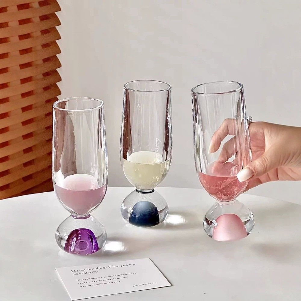Wine Beer Tasting - 창의적인 둥근 바닥 유리 스템 컵