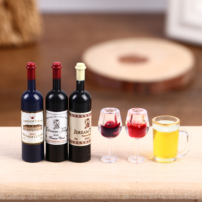 Wine Y Beer - 5개 인형의 집 미니어처 와인 컵