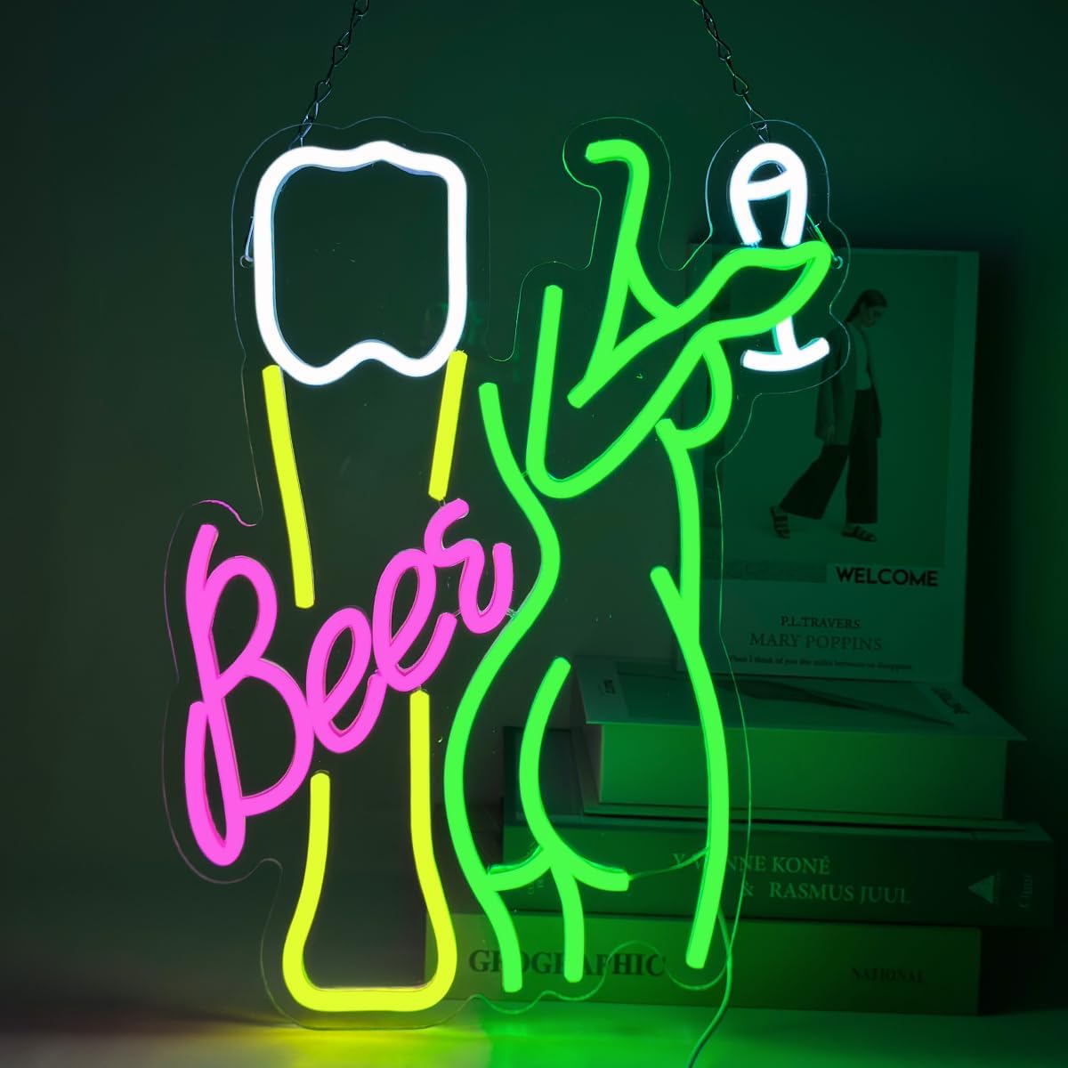 Wine In Beer Store - 맥주 네온사인 여성 바디 네온 조명