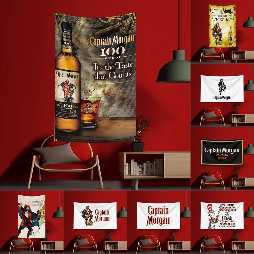 Wine Beer Garden - 90X150CM C-Captain Morgans 럼 플래그 폴리