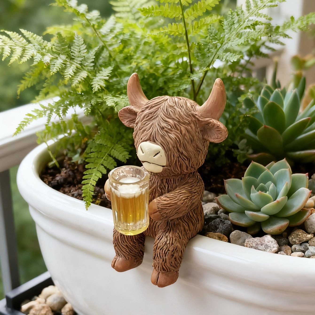 재미있는 하이랜드 소 모양의 와인 맥주를 마시는 레진  - Wine Beer Garden 리뷰 및 가격